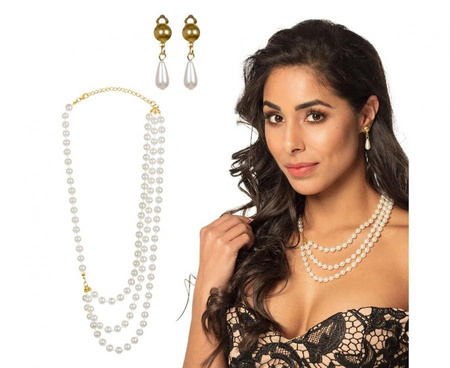 #STAI Zestaw biżuterii z perłami (kolczyki, naszyjnik)