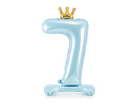 Stojący balon foliowy cyfra ''7'', 84 cm, błękit