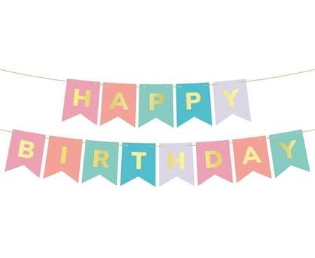 #DEGI Girlanda papierowa Happy Birthday, kolorowa, 2x200 cm