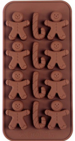 Forma silikonowa do czekolady Piernikowy Ludziki i cukrowe laski