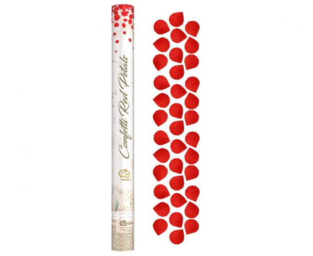#KP60 Konfetti pneumatyczne Płatki Róż, czerwone, tekstylne / 60 cm