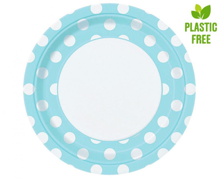 #ZTA Talerzyki papierowe, niebieskie groszki, rozm. 23 cm, 8 szt. (plastic-free) KK