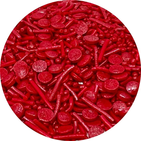 Dekoracja cukrowa na tort posypka PERŁOWA CZERWONA MIX 50g