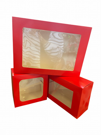 Pudełko na 4 muffinki babeczki 18x18x10 cm CZERWONE