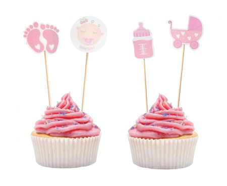 #DEI Pikery B&G Baby Girl, jasnoróżowe,10 cm, 12 szt.