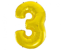 #BFC50 Balon foliowy B&C Cyfra 3, złota, 92 cm AA