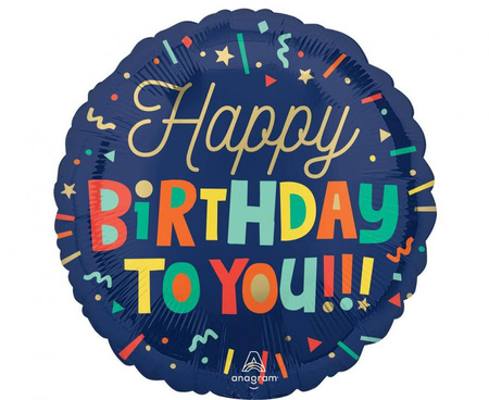 #BFK Balon foliowy 18" SHP -  Bright Birthday blocks