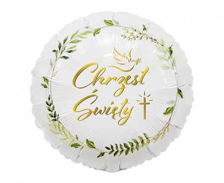 #BFK Balon foliowy Chrzest Święty (gołąbek i krzyż), 18 cali  AA