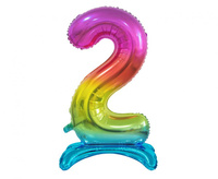 #BFC6 Balon foliowy B&C Cyfra stojąca 2, tęczowa, 74 cm  AA