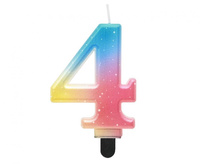 #SC13 Świeczka cyferka 4, ombre, pastelowa, 8 cm KK
