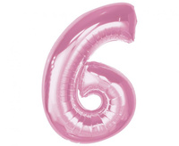 #BFC33 Balon foliowy Smart, cyfra 6, j. różowa, 92 cm  KK