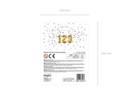 Balon foliowy Cyfra ''5'', 35cm, złoty Party Deco