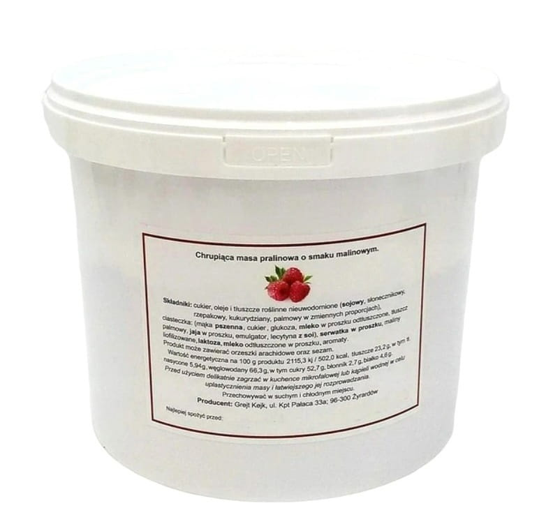 Pralina do tortu malinowa z herbatnikami croquant 1,5 kg Grejt Kejk