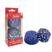 Świąteczne papilotki do muffinek babeczek 50x32 cm Gwiazdki 36 szt. Decora