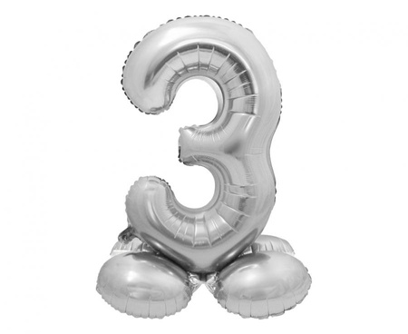 #BFC59 Balon foliowy Smart, Cyfra stojąca 3, srebrna, 72 cm KK