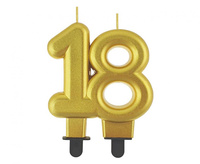 #SC11 Świeczka B&C cyferka 18, metalik złota, 8,0 cm