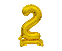 #BFC10 Balon foliowy B&C Cyfra stojąca 2, złota, 38 cm