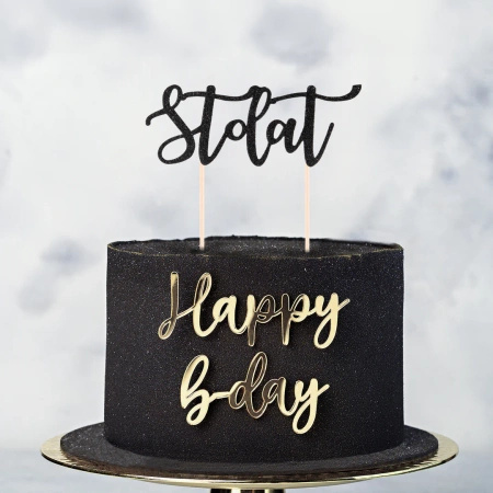 Topper na tort Sto Lat CZARNY BROKAT Part Pal