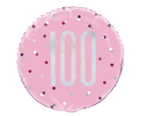 #BFK Balon foliowy UQ 18" Glitz, groszki z nadr. 100, różowy