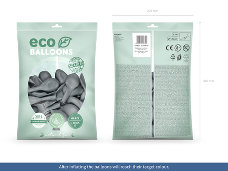 Balony Eco 30cm pastelowe, czarny (1 op. / 100 szt.)