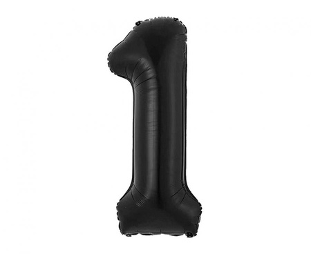 #BFC20 Balon foliowy B&C, cyfra 1, matowa czarna, 85 cm