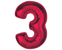 #BFC39 Balon foliowy Smart, cyfra 3, czerwona, 92 cm AA