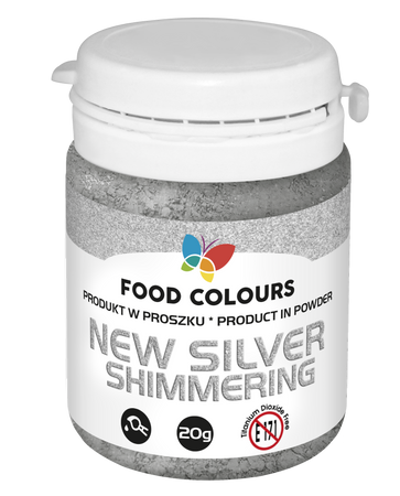 Pyłek błyszczący SREBRNY NEW SILVER Shimmering Dust 20 g Food Colours