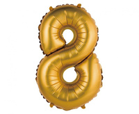 #BFC11 Balon foliowy "Cyfra 8", złota, matowa, 35 cm KK