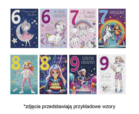 #ZK Laurka z cyframi na gąbkach exclusive B6GE 117x167 Urodziny Dziecięce zest. 739 Dziecięce - 6-9 lat, Cyfry, Dziewczynka