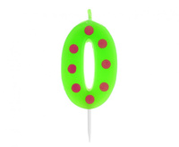 #SC15 Świeczka cyferka piker Grochy - 0, 6 cm KK