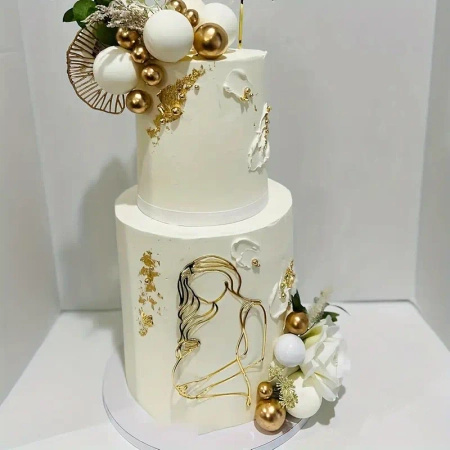 Linearny decor topper na bok tortu KOBIETA W CIĄŻY BABY SHOWER 