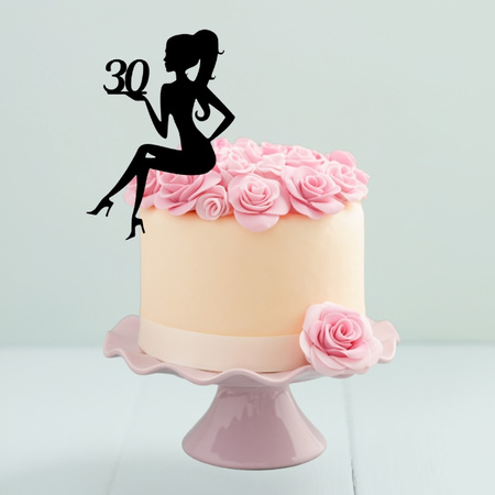 Topper na tort PERSONALIZOWANY KOBIETA Z LICZBĄ WZ.I