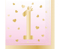 #ZSE Serwetki papierowe 1st Birthday Pink Ombre, 33x33 cm, 16 szt.