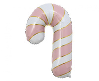 #BFK Balon foliowy Lizak świąteczny, różowo-biały, 38x61cm