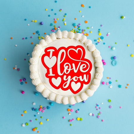 Opłatek na tort LOVE SERDUSZKA WALENTYNKI WZ. XII