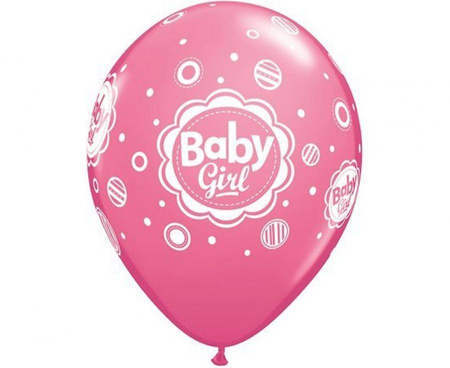 #BL Balon QL 11" z nadr. "Baby Girl" (grochy), mix: j. różowy, różowy, lawendowy / 6 szt. KK