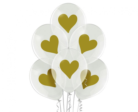 #BL Balony D11 038 Gold Hearts 1C2S, 6 szt.