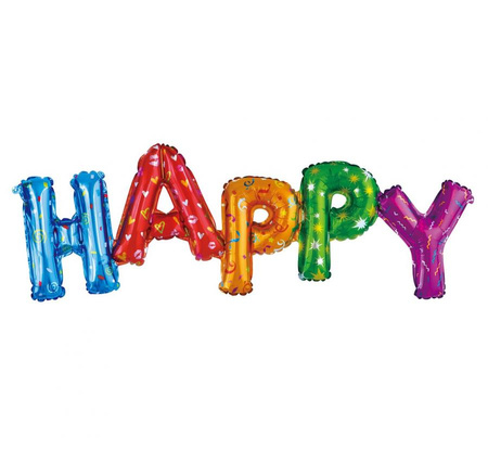 #BFK Balon foliowy "Napis HAPPY", kolorowy, 95x35 cm KK