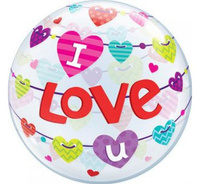 #BFK Balon foliowy 22" QL Bubble Poj. " I Love U Banner Hearts" KK