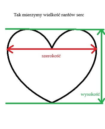Rant serce 12 cm z profilu widać wysokość boków