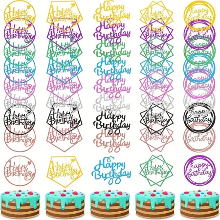 Papierowy topper na tort HAPPY BIRTHDAY MIX - TYLKO STACJONARNY
