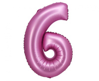 #BFC26 Balon foliowy B&C, Cyfra 6, satynowa różowa, 76 cm