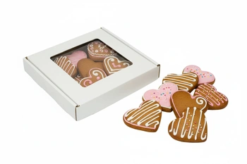 Pudełko z okienkiem na pierniczki 15x15x2,5 cm BIAŁY