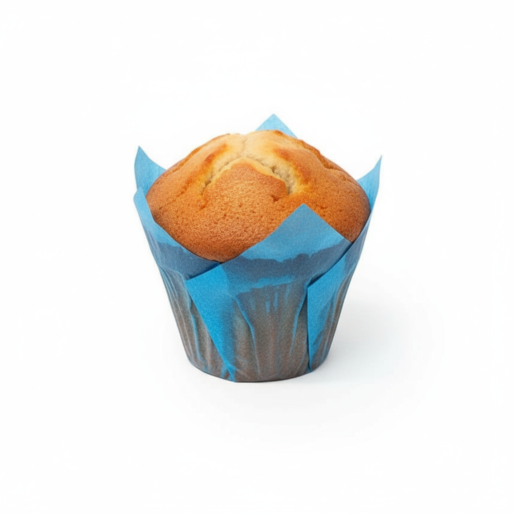 Niebieskie papilotki tulipan do muffinek pokazane z różnych stron