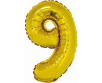 #BFC57 Balon foliowy "Cyfra 9", złota, 35 cm