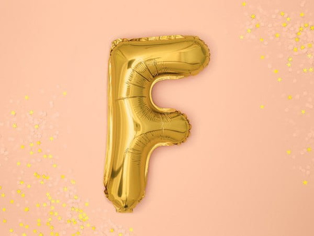 Balon foliowy Litera ''F'', 35cm, złoty