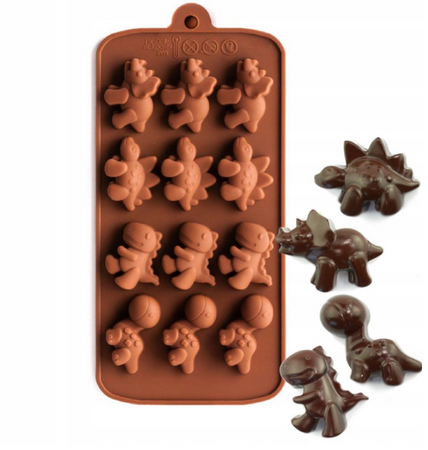 Forma silikonowa do pralin DINOZAURY 21x11 cm