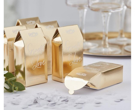 #DEKO Konfetti w złotym biodegradowalnym pudełku Gold Wedding, białe, 7 g