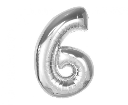 #BFC38 Balon foliowy Smart, cyfra 6, srebrna, 92 cm  KK