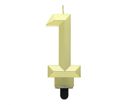 #SC21 Świeczka cyferka 1 - Diament, metalik złoty, 7.6 cm